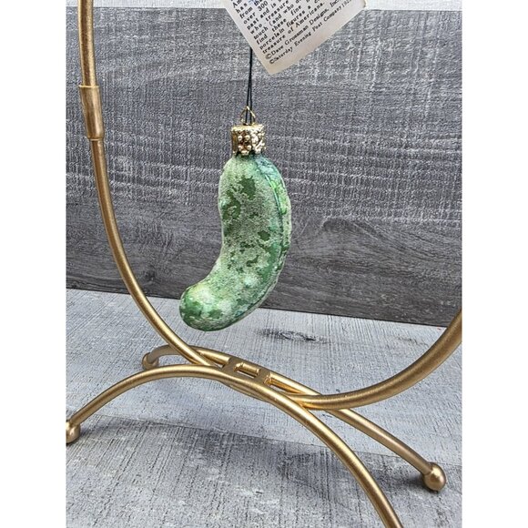 Vintage Pickle Ornament Made in West Germany Green Frosted Glass 3” 301b5 - Picture 1 of 13